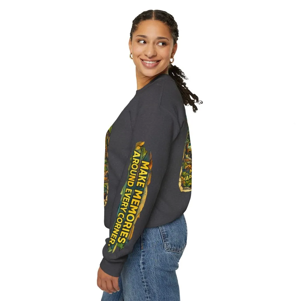 11870857515318715094_2048.jpeg Unisex Heavy Blend™ Crewneck Sweatshirt — "Make Memories Around Every Corner" Design Cubic-Line