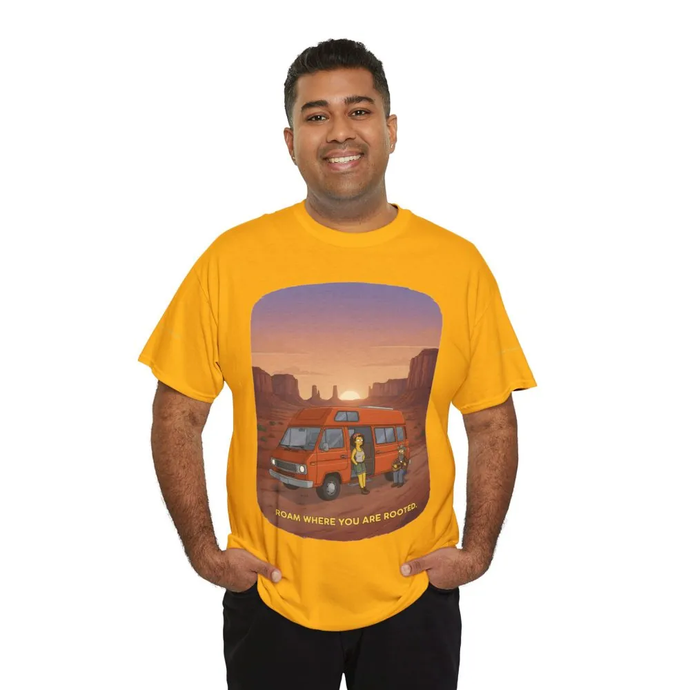 Unisex Heavy Cotton Tee — "Roam Where You Are Rooted" Design Sitcom-Line