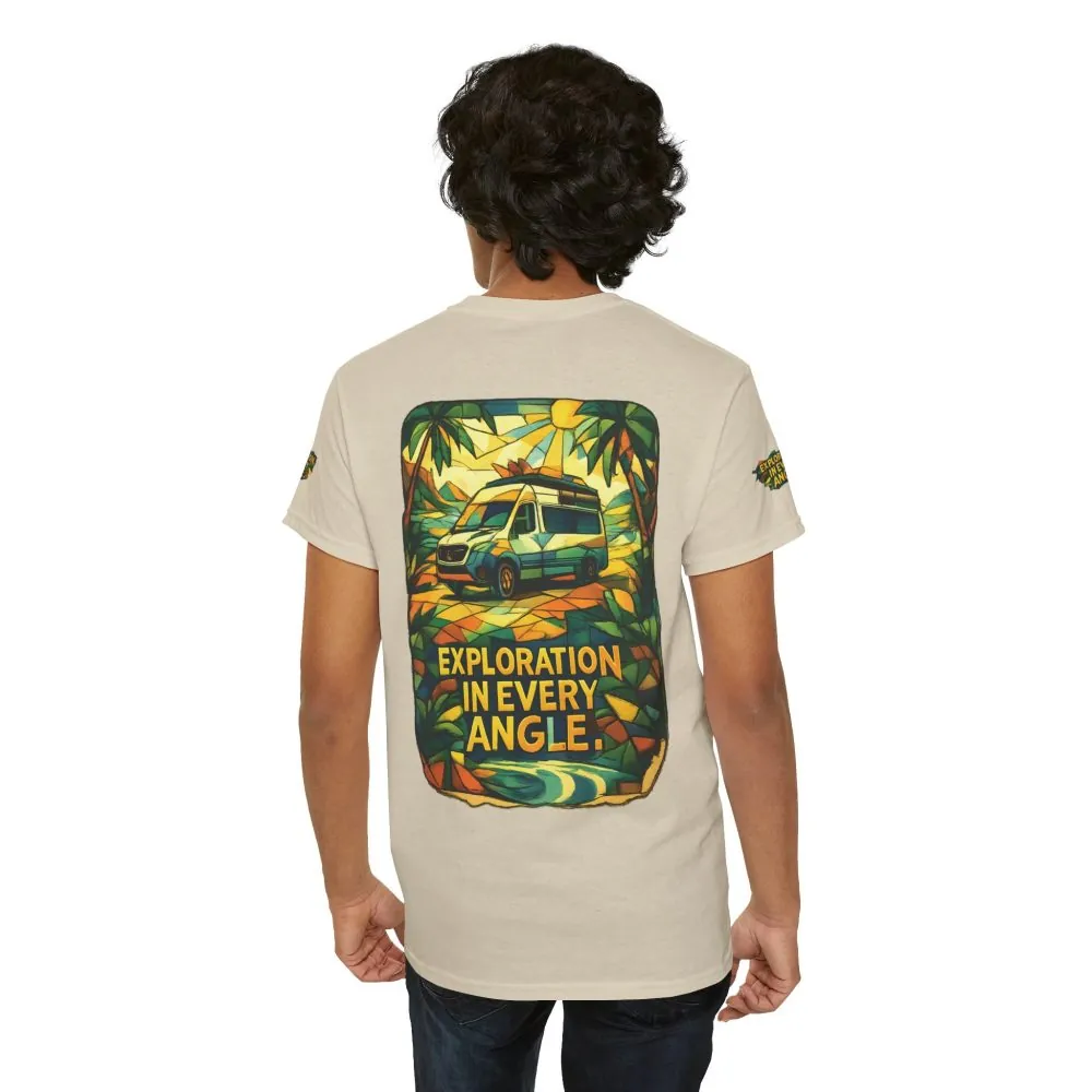 Unisex Heavy Cotton Tee — "Exploration In Every Angle" Design Cubic-Line