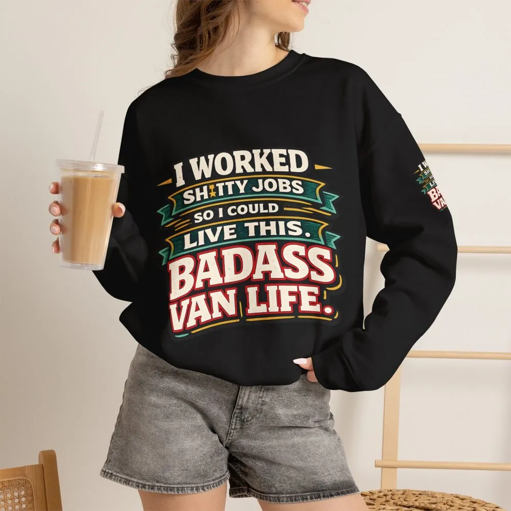 Unisex Heavy Blend™ Crewneck Sweatshirt — "I Worked Shitty Jobs" Design F**K-Line
