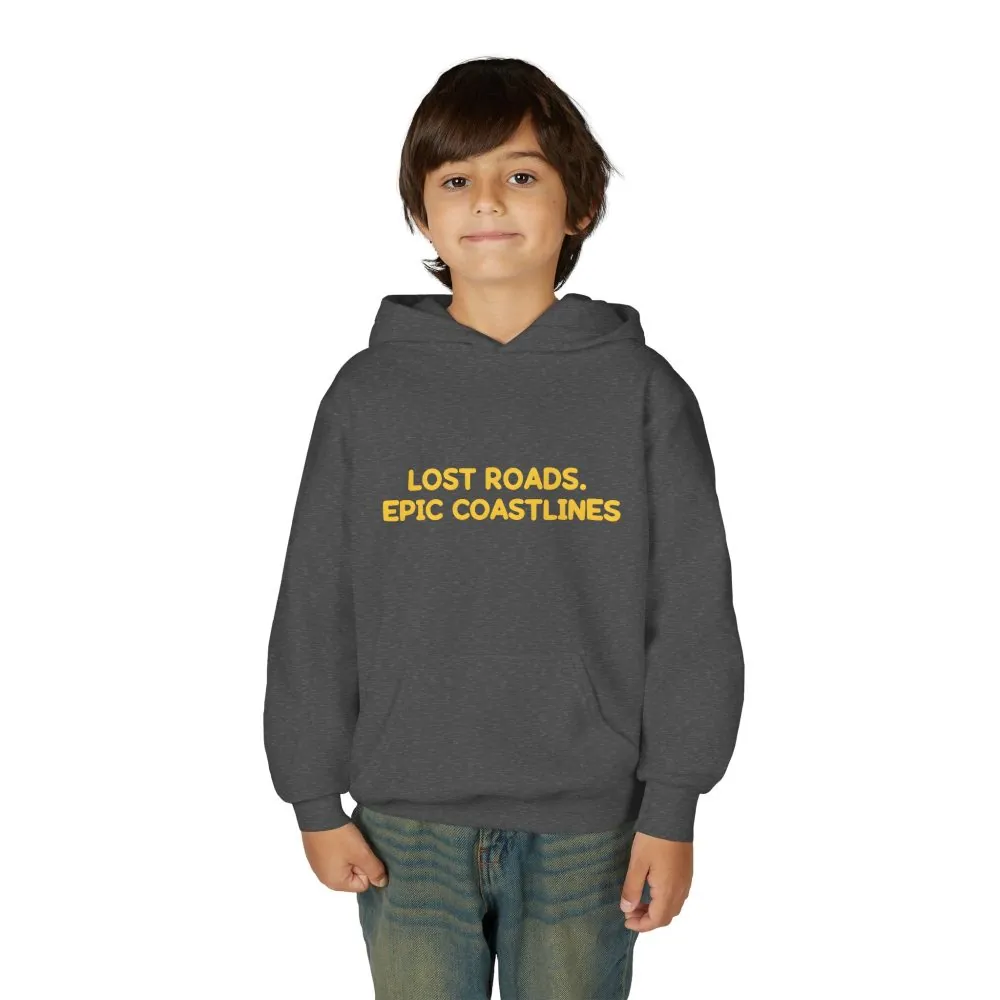Youth Hoodie(Gildan) – "Lost Roads Epic Coastlines" (Design Sitcom-Line)