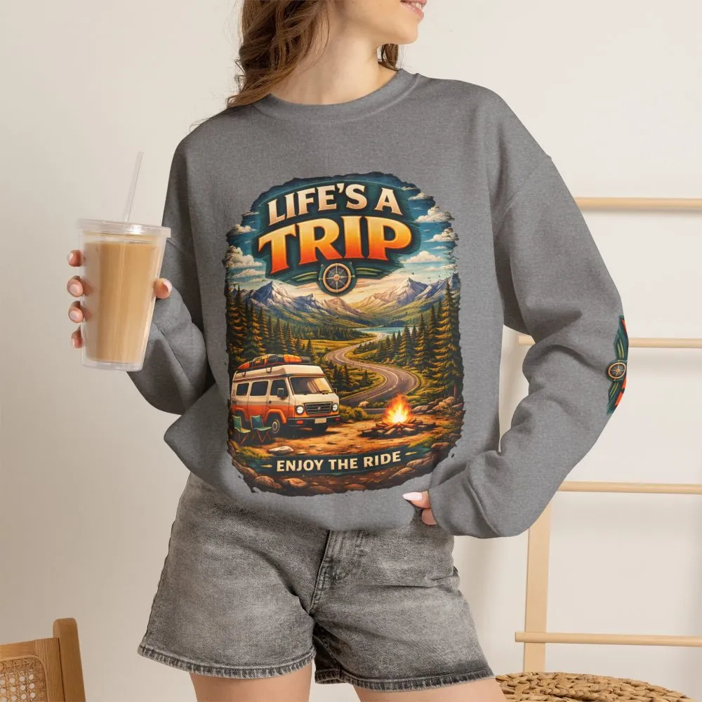 Unisex Heavy Blend™ Crewneck Sweatshirt — "Life s A Trip" Design Scenic-Line