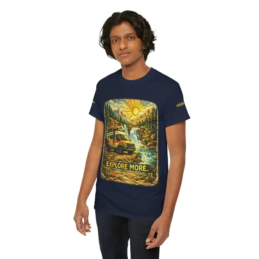 Unisex Heavy Cotton Tee — "Explore More" Design Cubic-Line