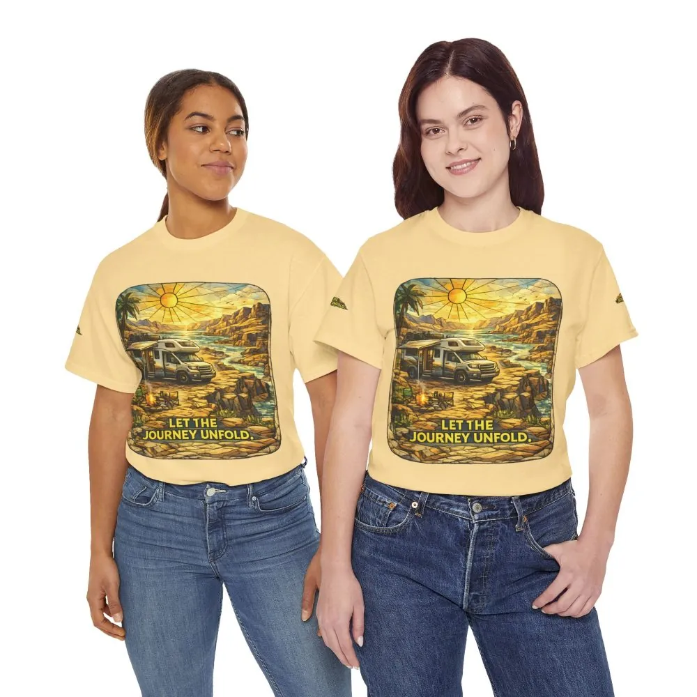 Unisex Heavy Cotton Tee — "Let The Journey Unfold" Design Cubic-Line