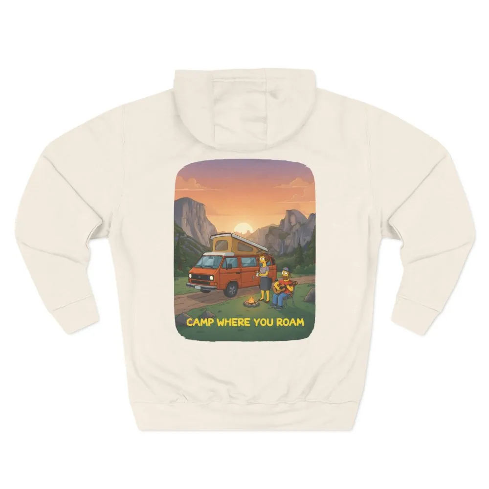 Three-Panel Fleece Hoodie - "Camp Where You Roam" Design Sitcom-Line