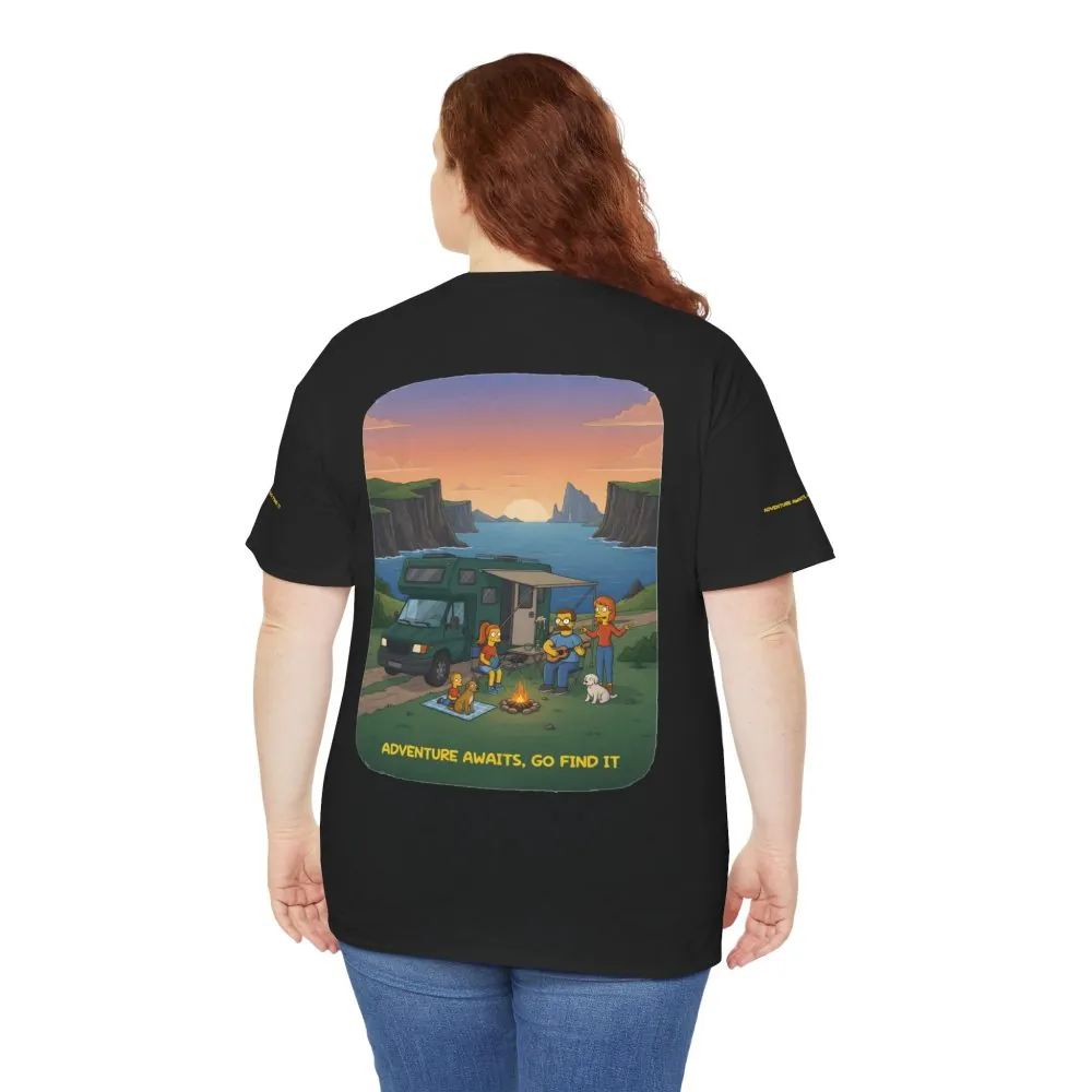 Unisex Heavy Cotton Tee — "Adventure Awaits-Go Find It" Design Sitcom-Line