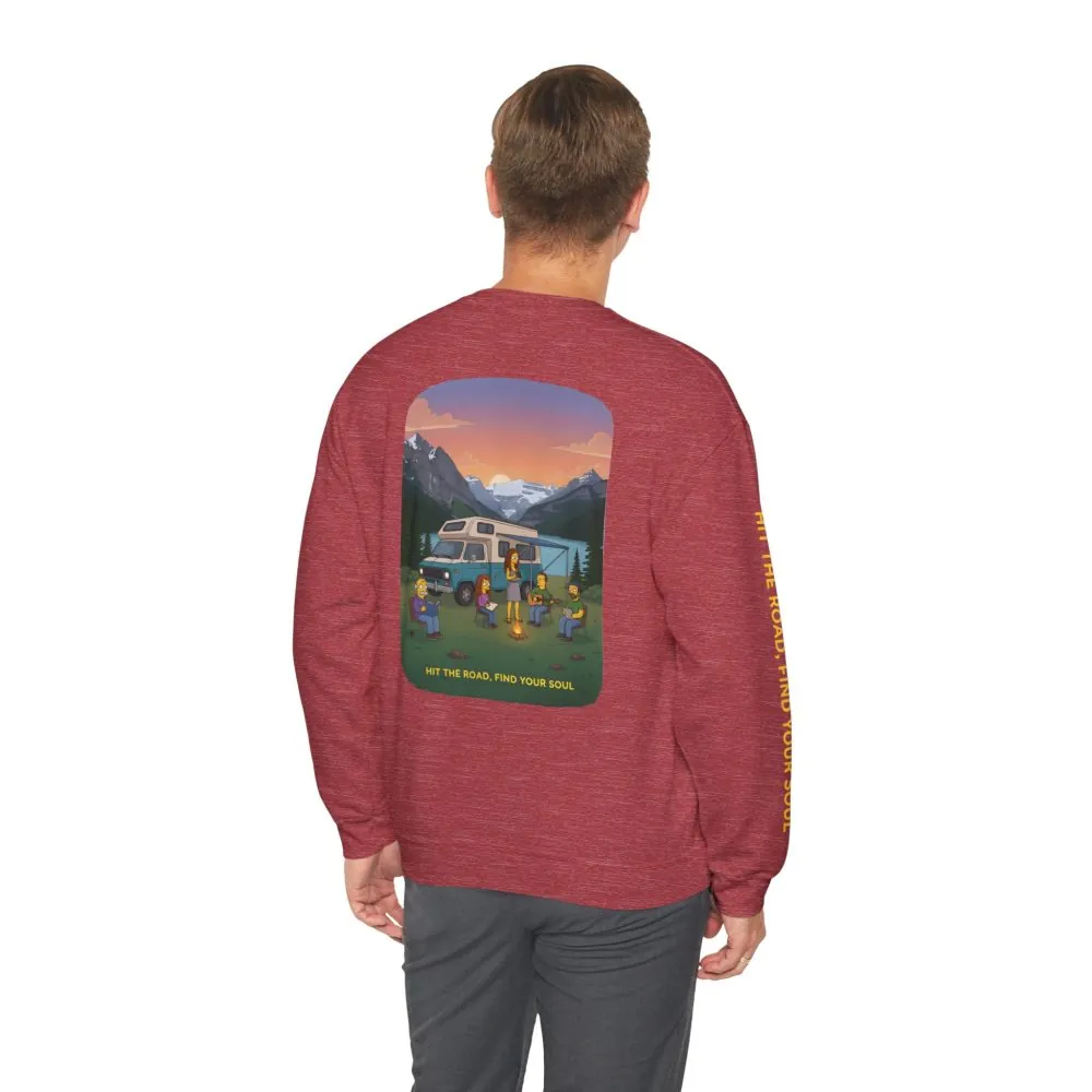 Unisex Heavy Blend™ Crewneck Sweatshirt — "Hit The Road-Find Your Soul" Design Sitcom-Line