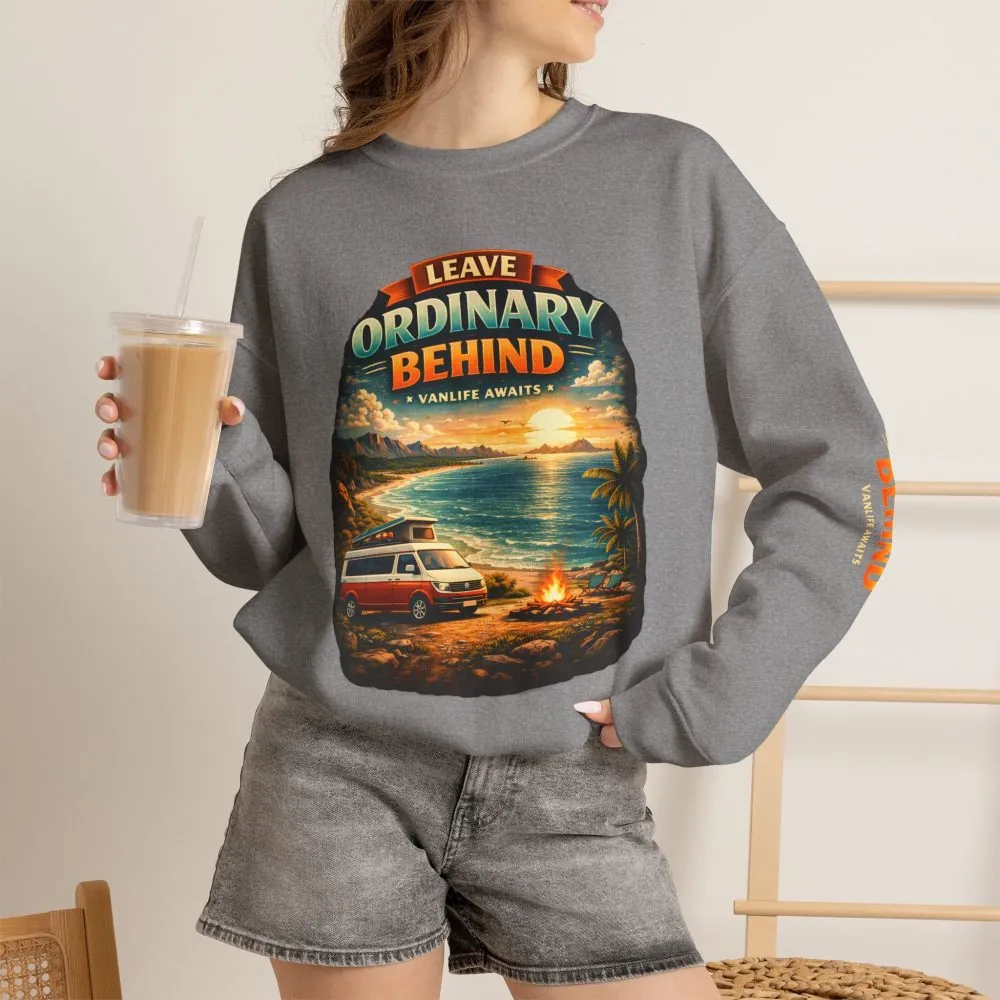 Unisex Heavy Blend™ Crewneck Sweatshirt — "Leave Ordinary Behind" Design Scenic-Line