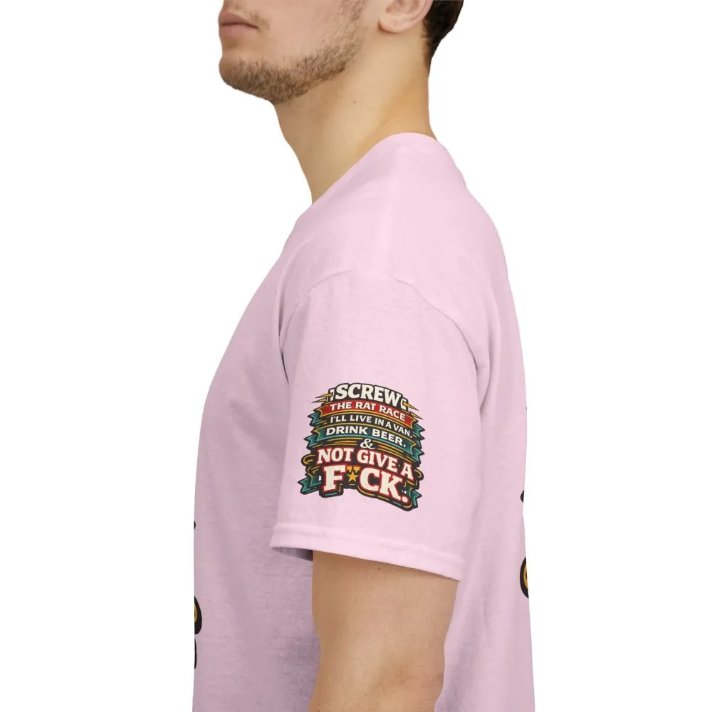 Unisex Heavy Cotton Tee — "Screw The Rat Race" Design F**K-Line