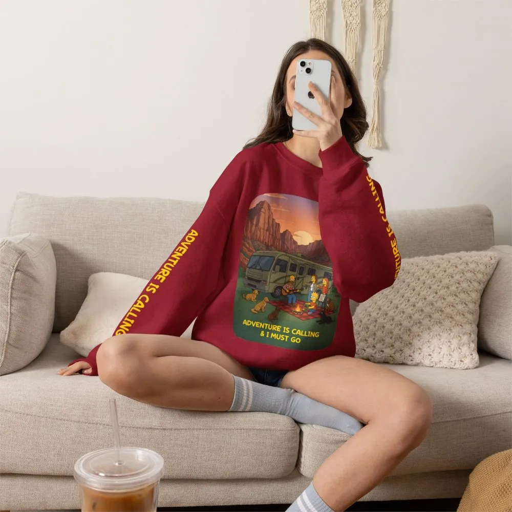 11914064466230855988_2048.jpeg Unisex Heavy Blend™ Crewneck Sweatshirt — "Adventure Is Calling-I Must Go" Design Sitcom-Line
