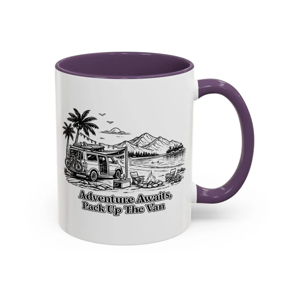 11932213781502408136_2048.jpeg Accent Coffee Mug (11, 15oz) — "Adventure Awaits,Pack Up The Van" Design Minimal-Line