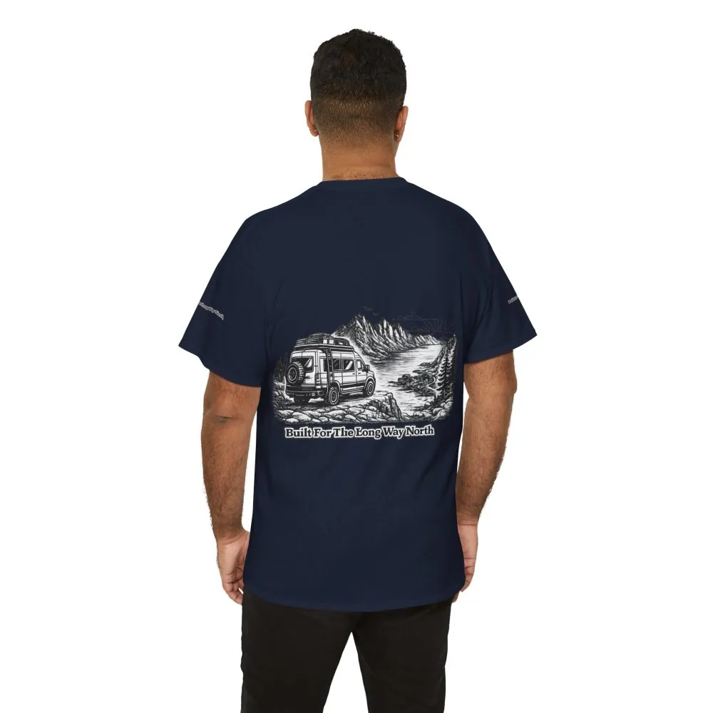 Unisex Heavy Cotton Tee — "Built For The Long Way North" Design Minimal-Line