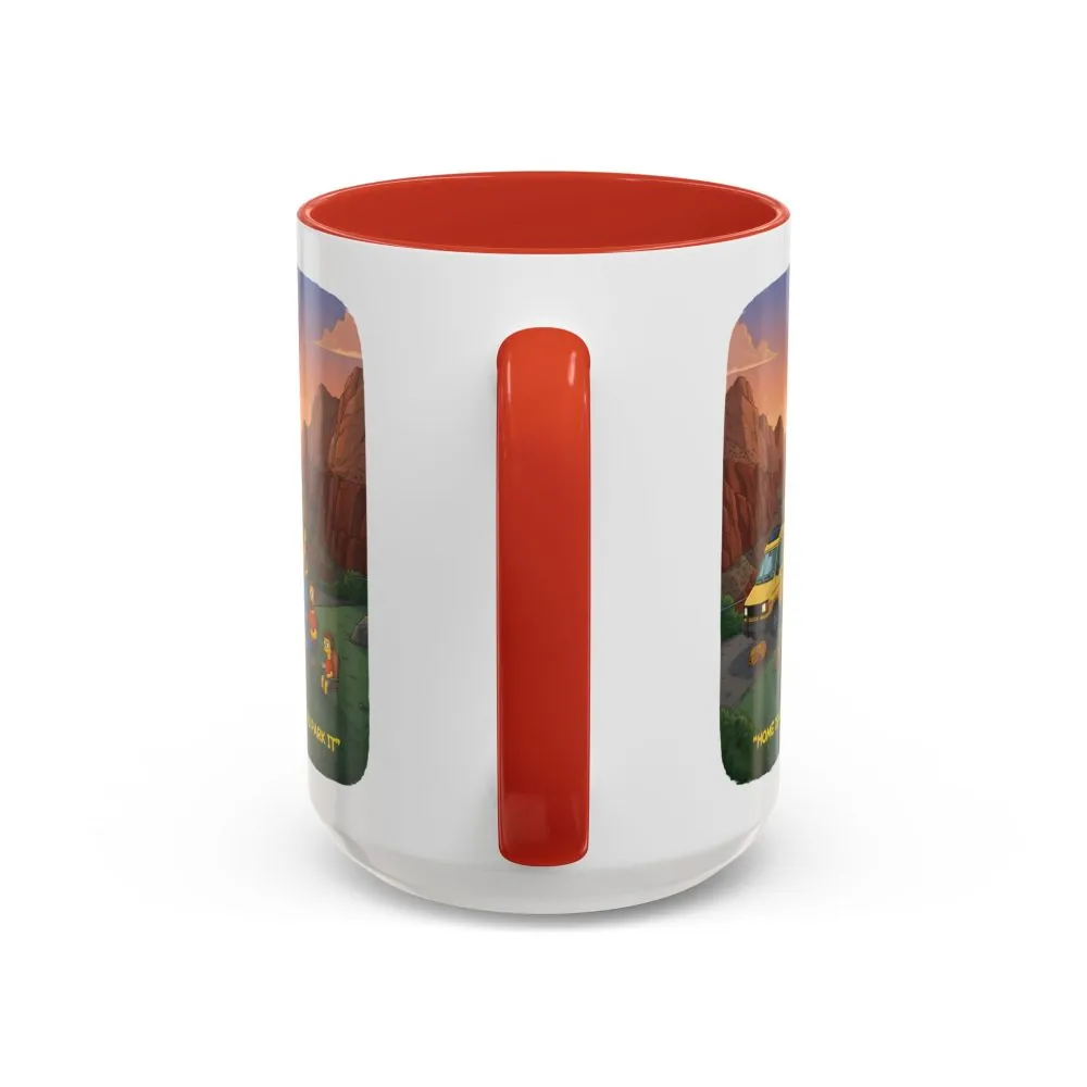Accent Coffee Mug (11, 15oz) — "Home Is Where You Park It" Design Sitcom-Line