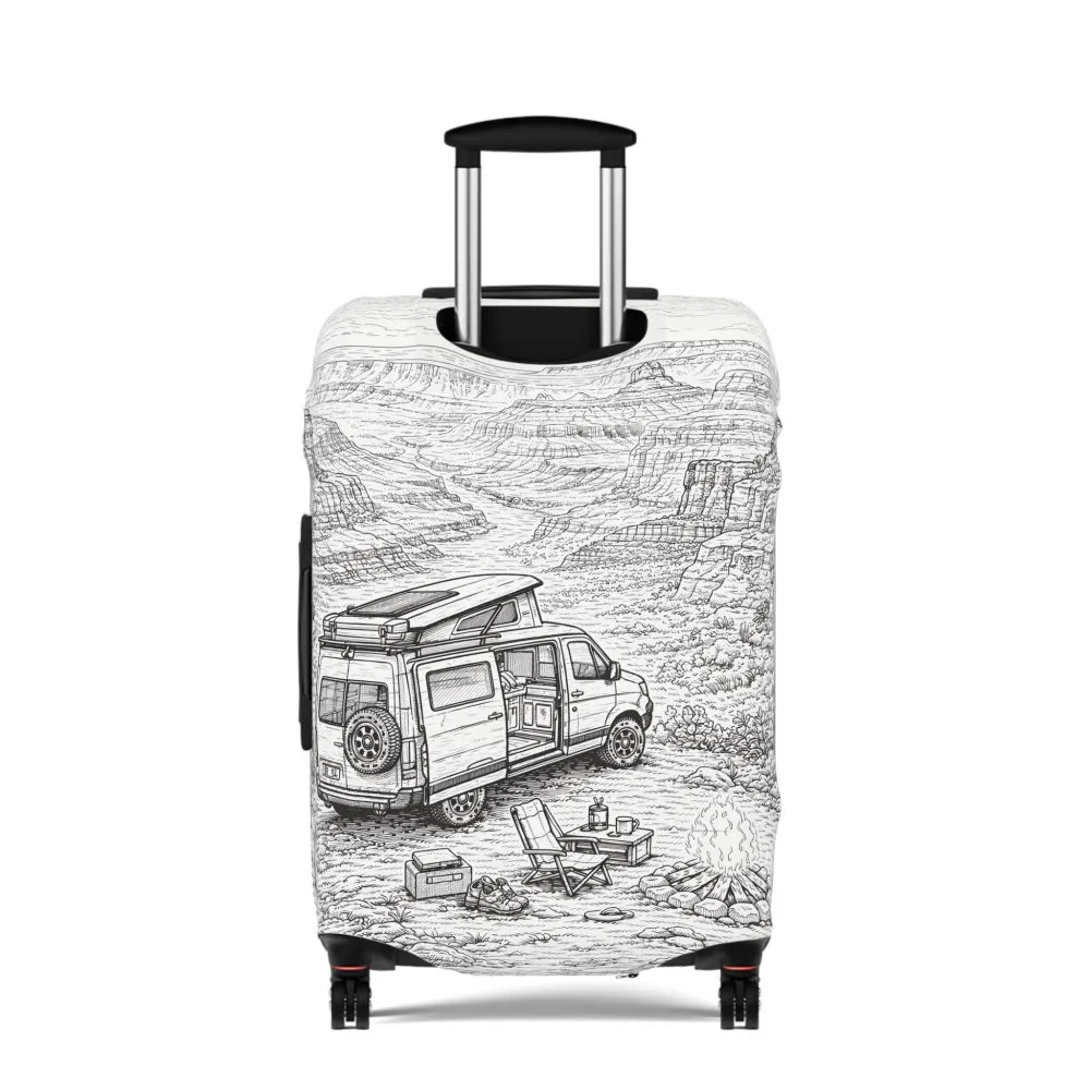 Luggage Cover — Adventure Camper Sketch Travel Suitcase
