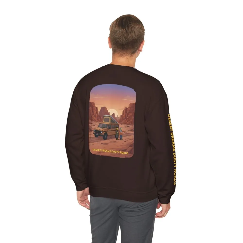 Unisex Heavy Blend™ Crewneck Sweatshirt — "Desert Dreams Dusty Roads" Design Sitcom-Line