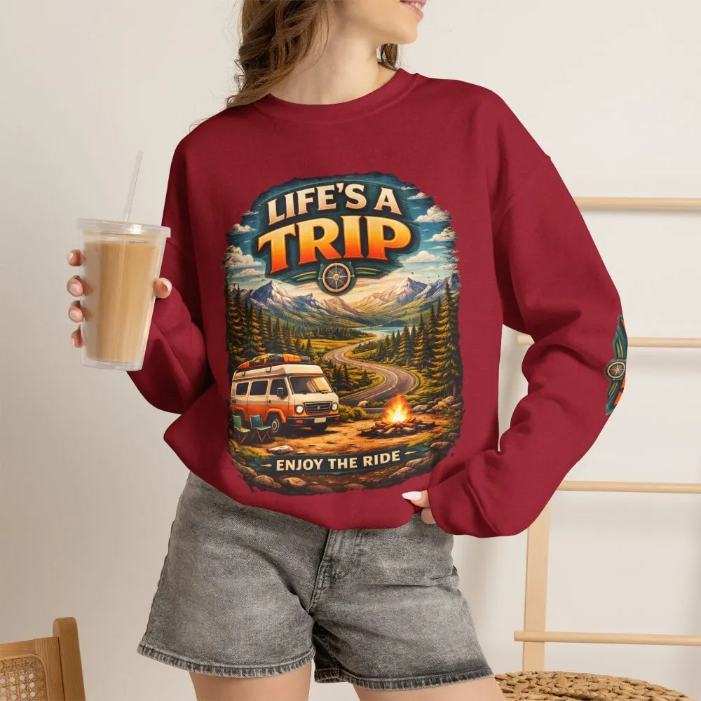 Unisex Heavy Blend™ Crewneck Sweatshirt — "Life s A Trip" Design Scenic-Line