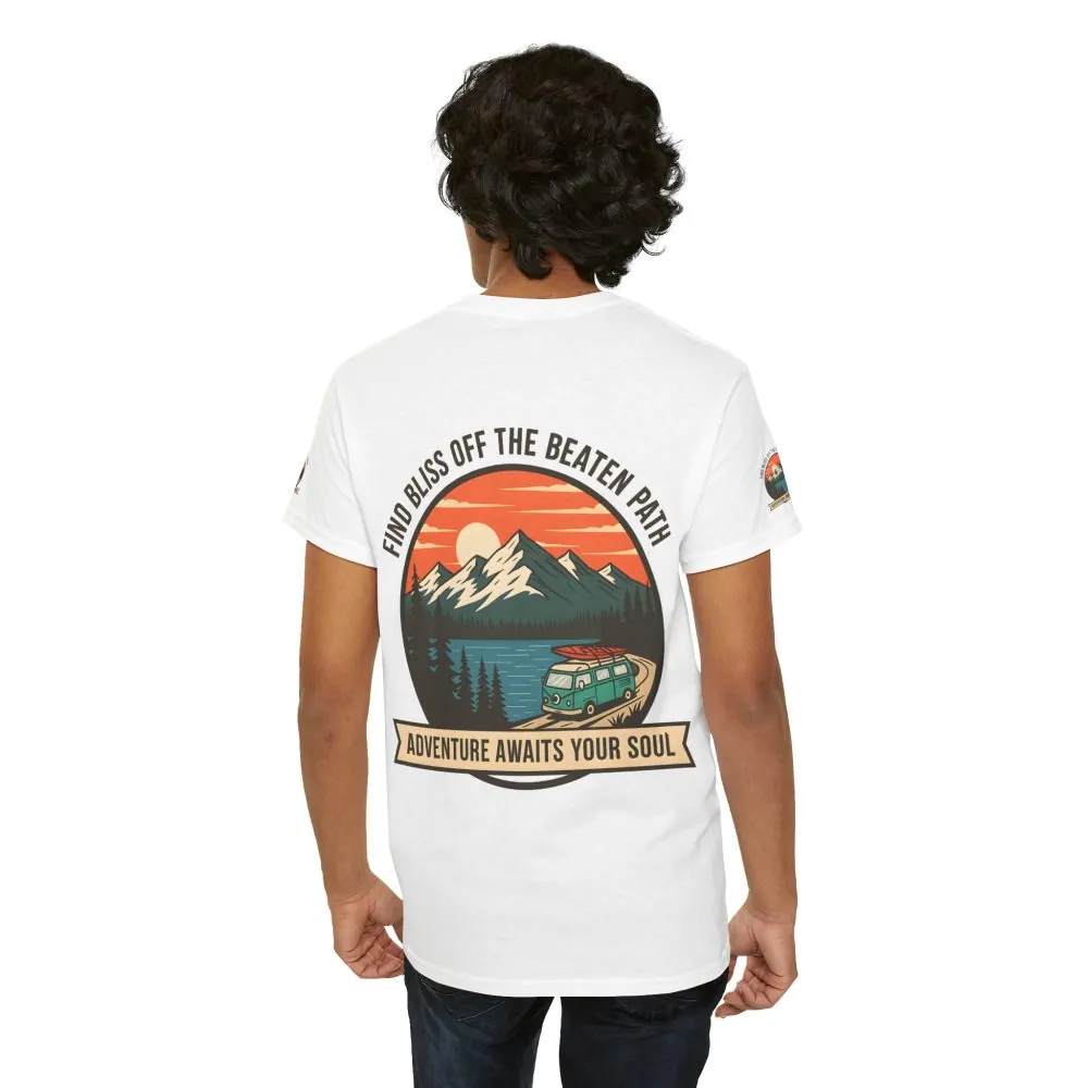11958531547044070926_2048.jpeg Unisex Heavy Cotton Tee — "Find Bliss Off the Beaten Path" Mountain & Camper T‑Shirt