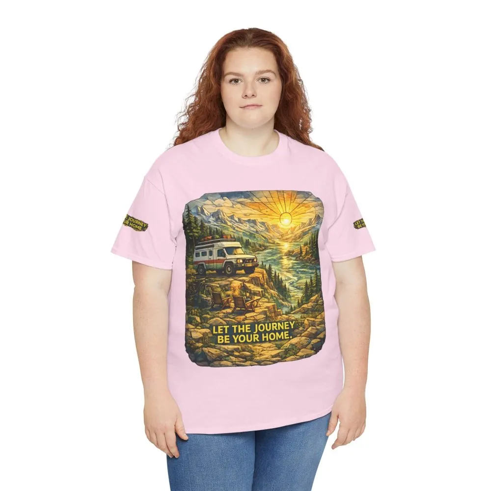Unisex Heavy Cotton Tee — "Let The Journey Be Your Home" Design Cubic-Line