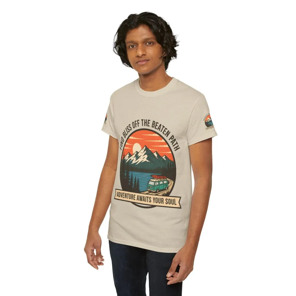 11960503401171076698_2048.jpeg Unisex Heavy Cotton Tee — "Find Bliss Off the Beaten Path" Mountain & Camper T‑Shirt