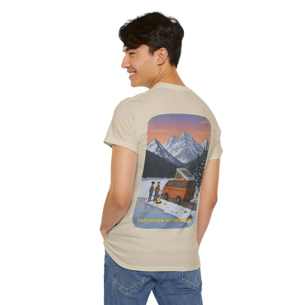 Unisex Heavy Cotton Tee — "Chase The Views-Not The Crowds" Design Sitcom-Line