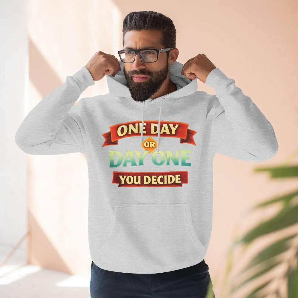 Three-Panel Fleece Hoodie - "One Day Or Day One" Design Scenic-Line