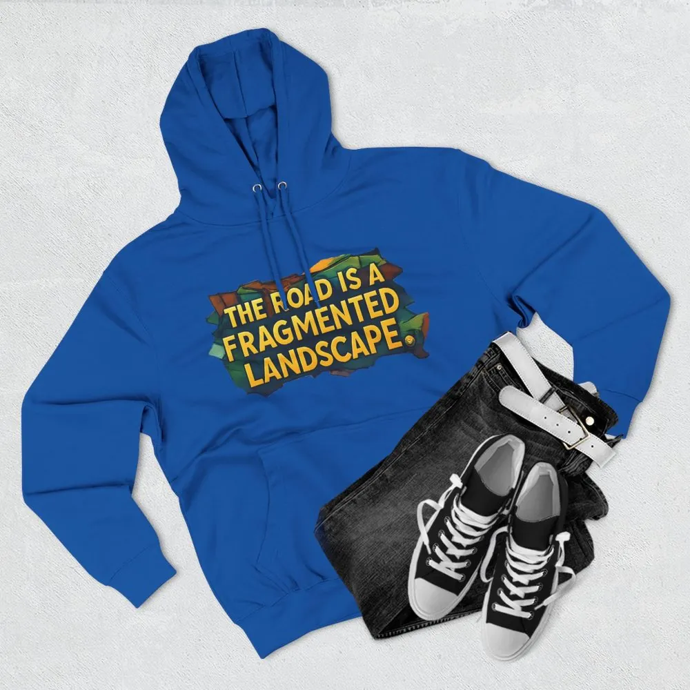 Three-Panel Fleece Hoodie - "The Road Is A Fragmented Landscape" Design Cubic-Line