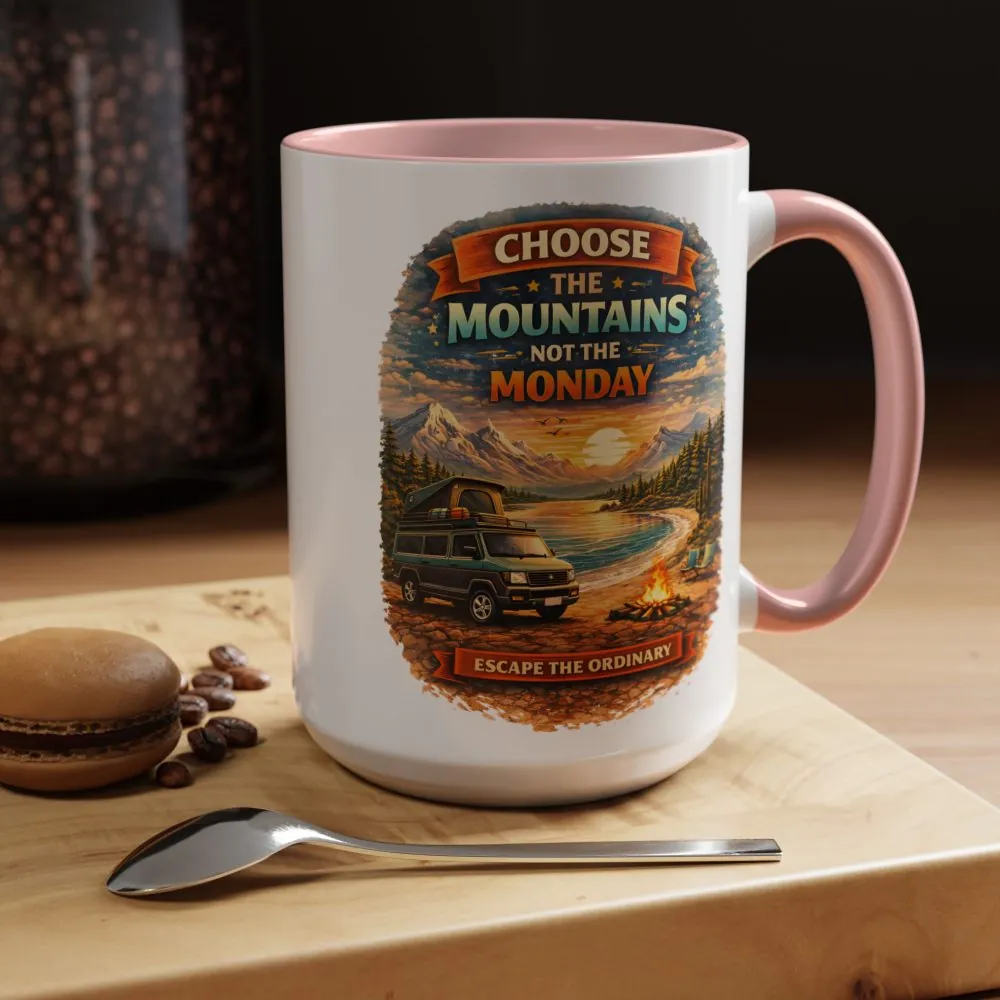 Accent Coffee Mug (11, 15oz) — "Choose The Mountens" Design Scenic-Line