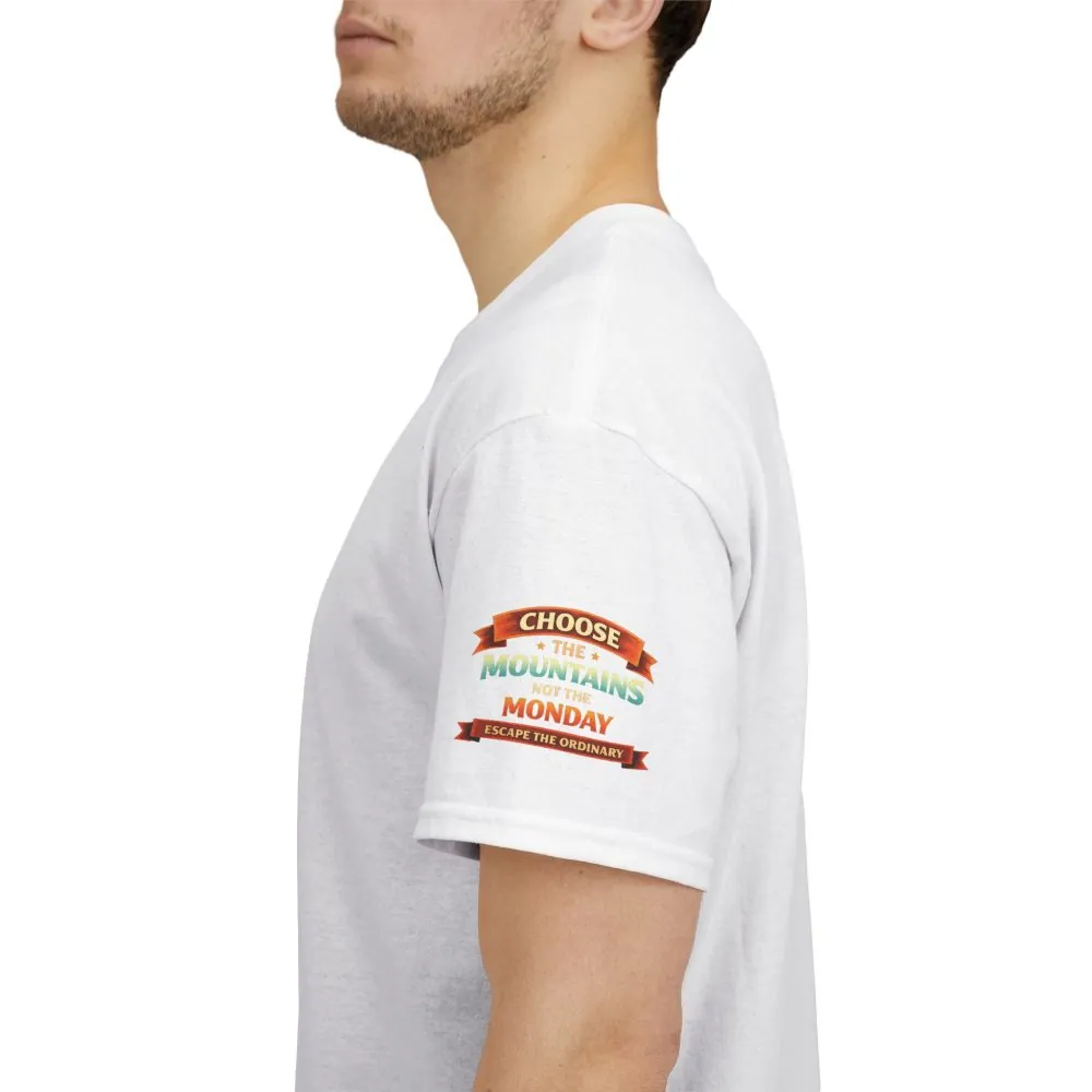 Unisex Heavy Cotton Tee — "Choose The Mountens" Design Scenic-Line