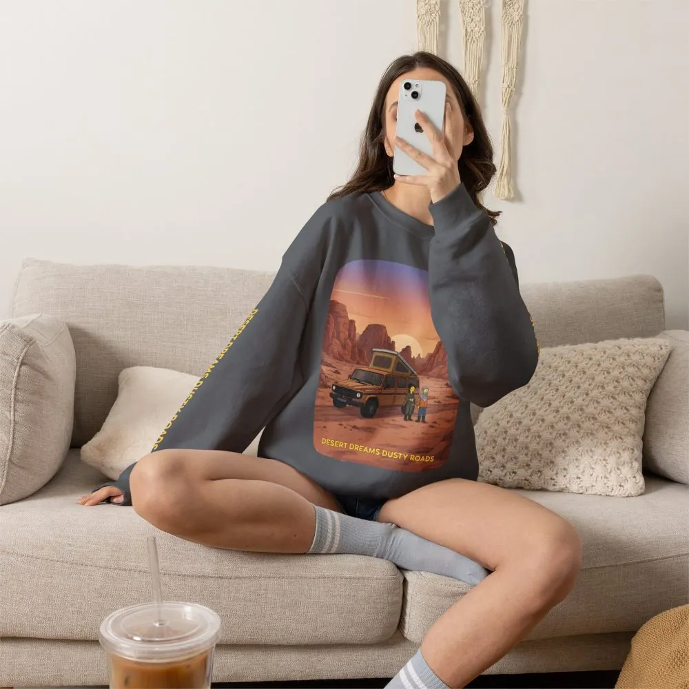 Unisex Heavy Blend™ Crewneck Sweatshirt — "Desert Dreams Dusty Roads" Design Sitcom-Line