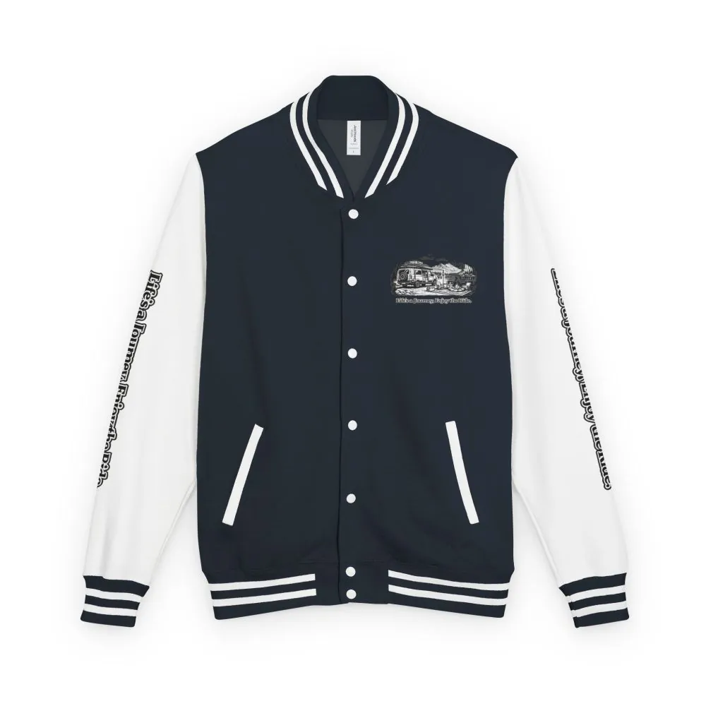 Unisex Heavyweight Letterman Jacket — "Lifes A Journey,Enjoy The Ride" Travel Varsity Coat