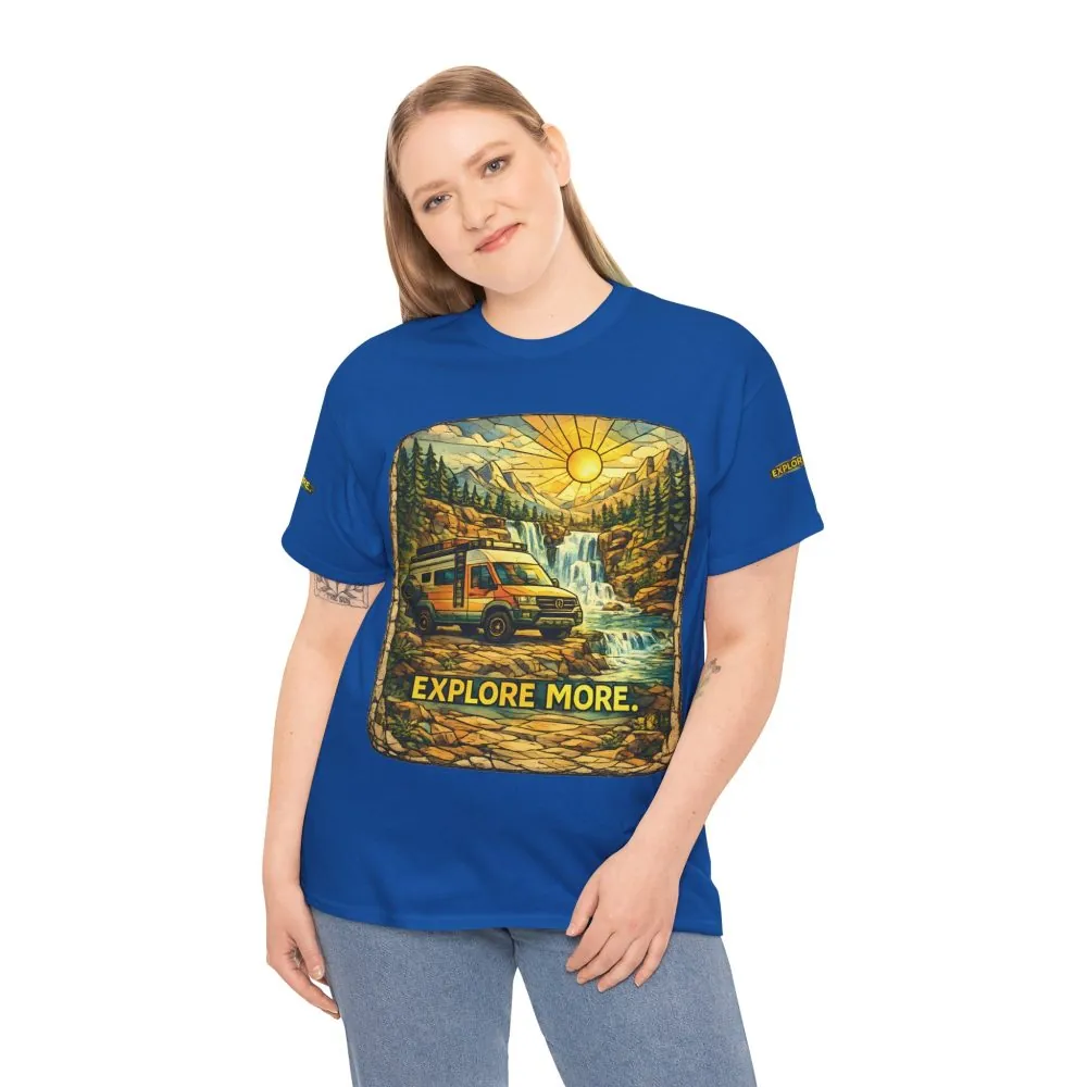 Unisex Heavy Cotton Tee — "Explore More" Design Cubic-Line