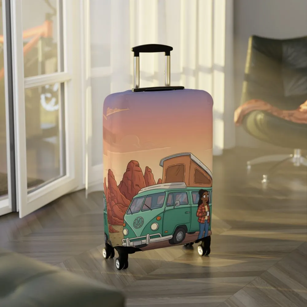 Luggage Cover — Adventure Camper Sketch Travel Suitcase(Design Sitcom-Line)