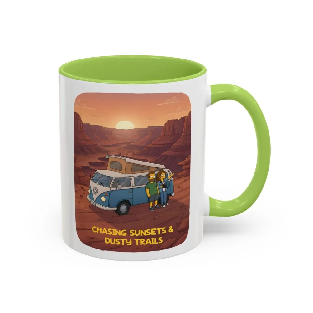 11993447513103043742_2048.jpeg Accent Coffee Mug (11, 15oz) — "Chasing Sunsets And Dusty Trails" Design Sitcom-Line