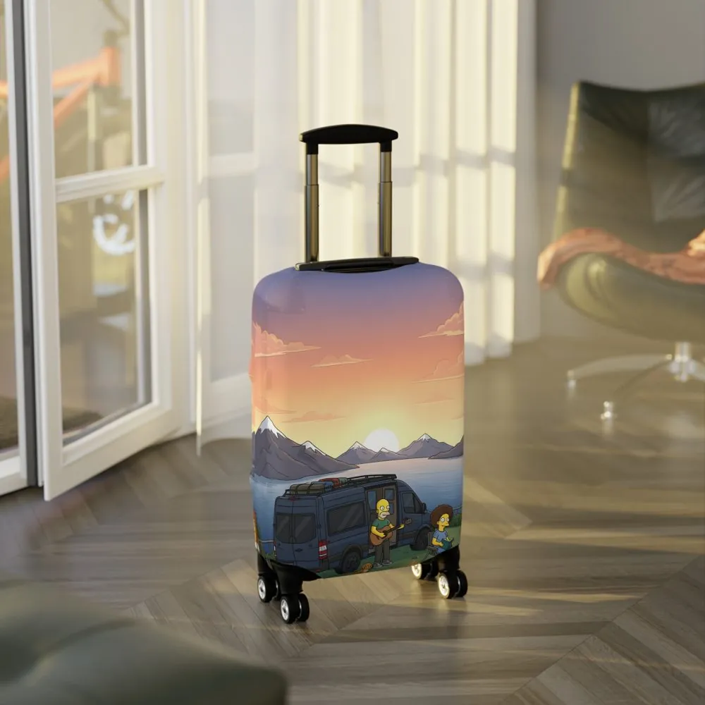Luggage Cover — Adventure Camper Sketch Travel Suitcase(Design Sitcom-Line)