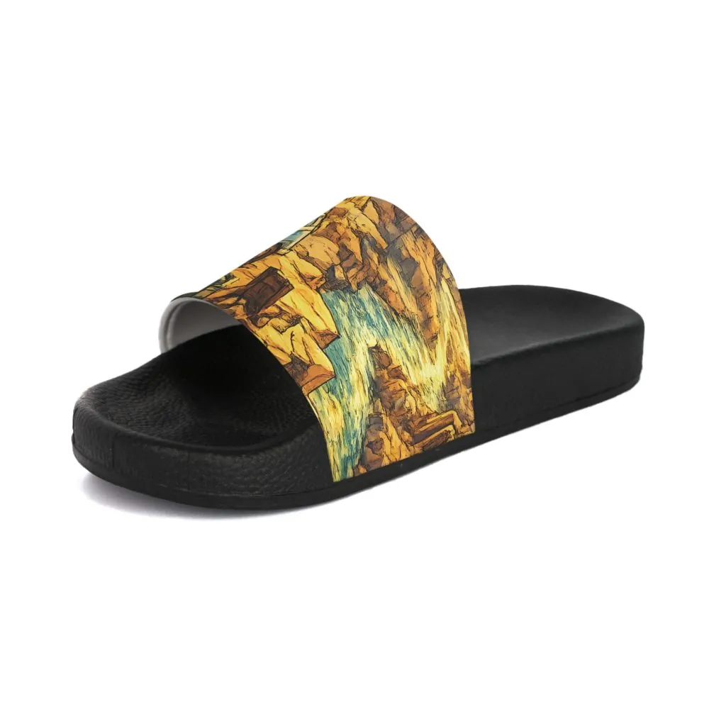 12006969038468113320_2048.jpeg Women's Slide Sandals - Blue Retro Camper Van Slides (Cubic-Line)