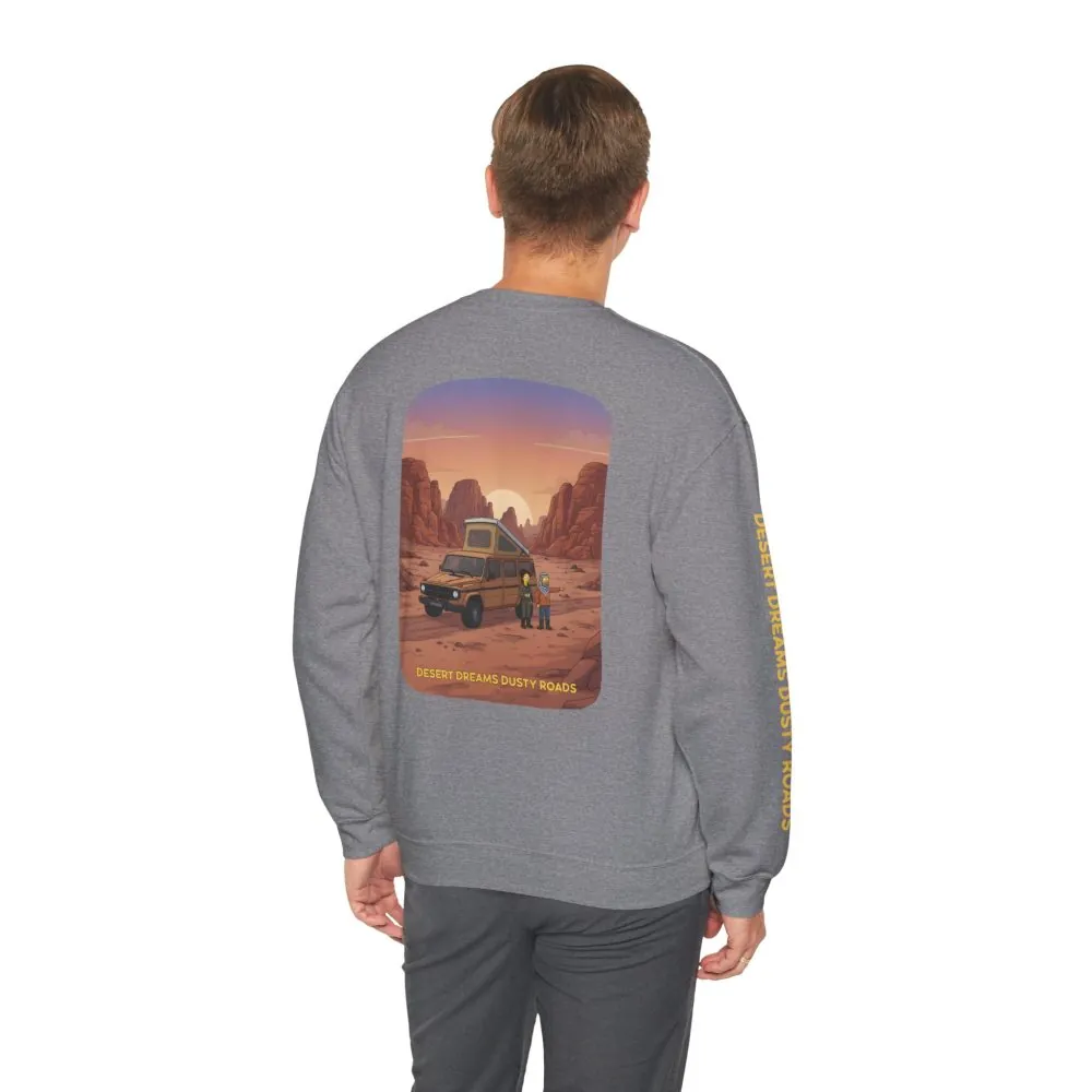 Unisex Heavy Blend™ Crewneck Sweatshirt — "Desert Dreams Dusty Roads" Design Sitcom-Line