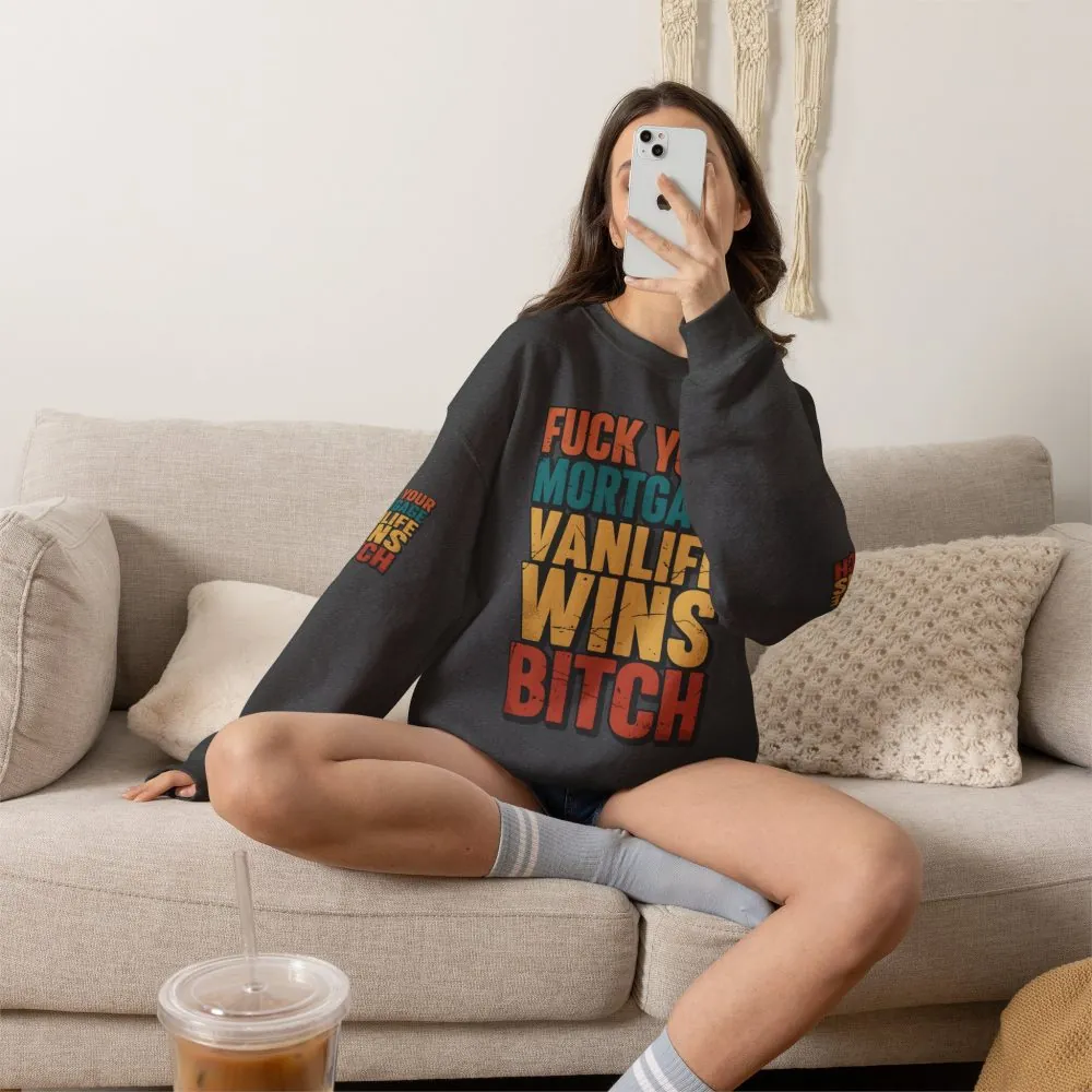 Unisex Heavy Blend™ Crewneck Sweatshirt — "Fuck Your Mortgage" Design F**K-Line