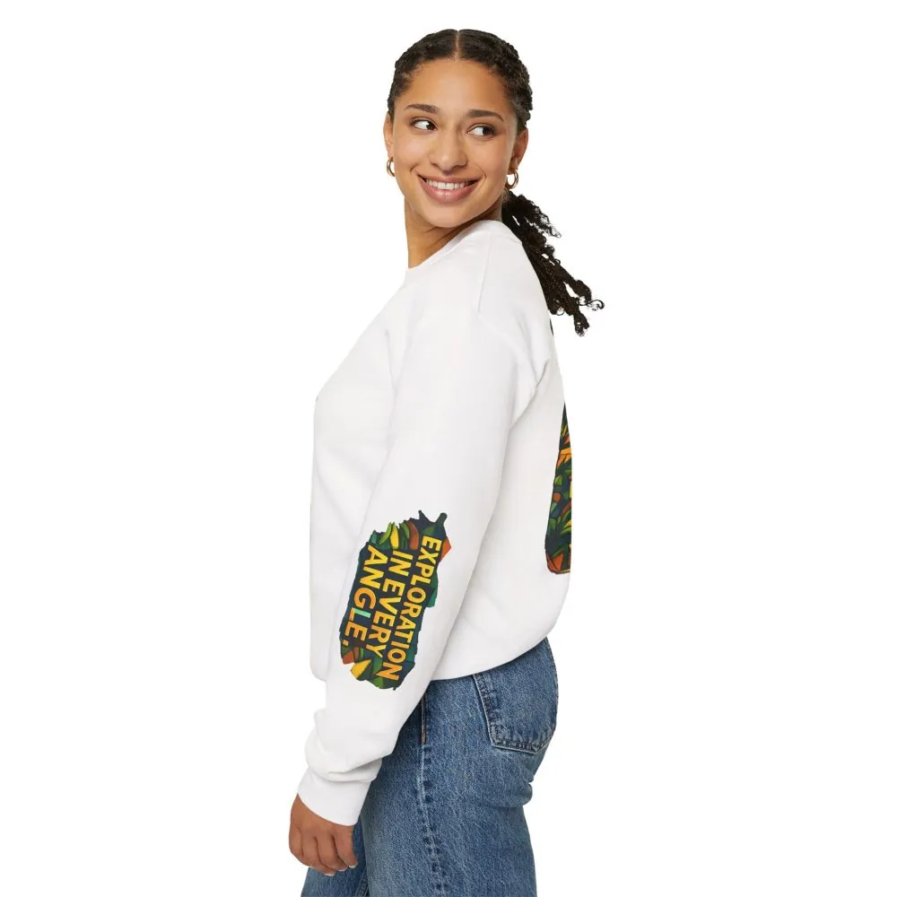 Unisex Heavy Blend™ Crewneck Sweatshirt — "Exploration In Every Angle" Design Cubic-Line