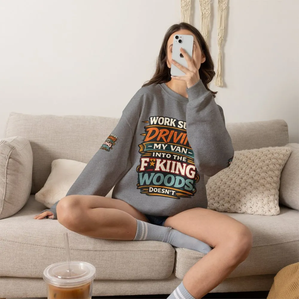 Unisex Heavy Blend™ Crewneck Sweatshirt — "Work Sucks" Design F**K-Line