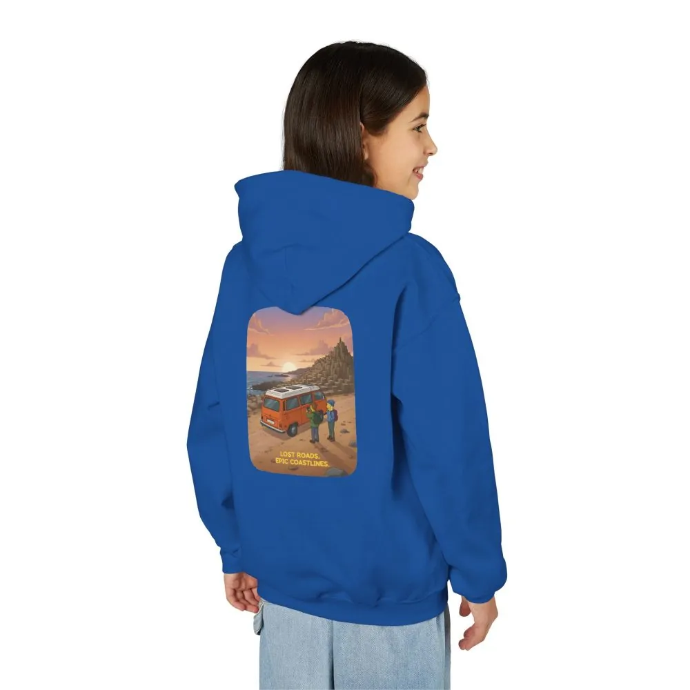Youth Hoodie(Gildan) – "Lost Roads Epic Coastlines" (Design Sitcom-Line)