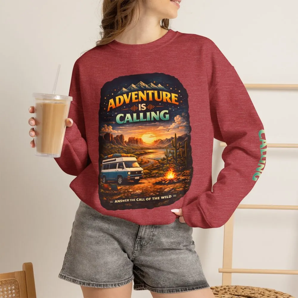 12092269325680443316_2048.jpeg Unisex Heavy Blend™ Crewneck Sweatshirt — "Adventure Is Calling" Design Scenic-Line