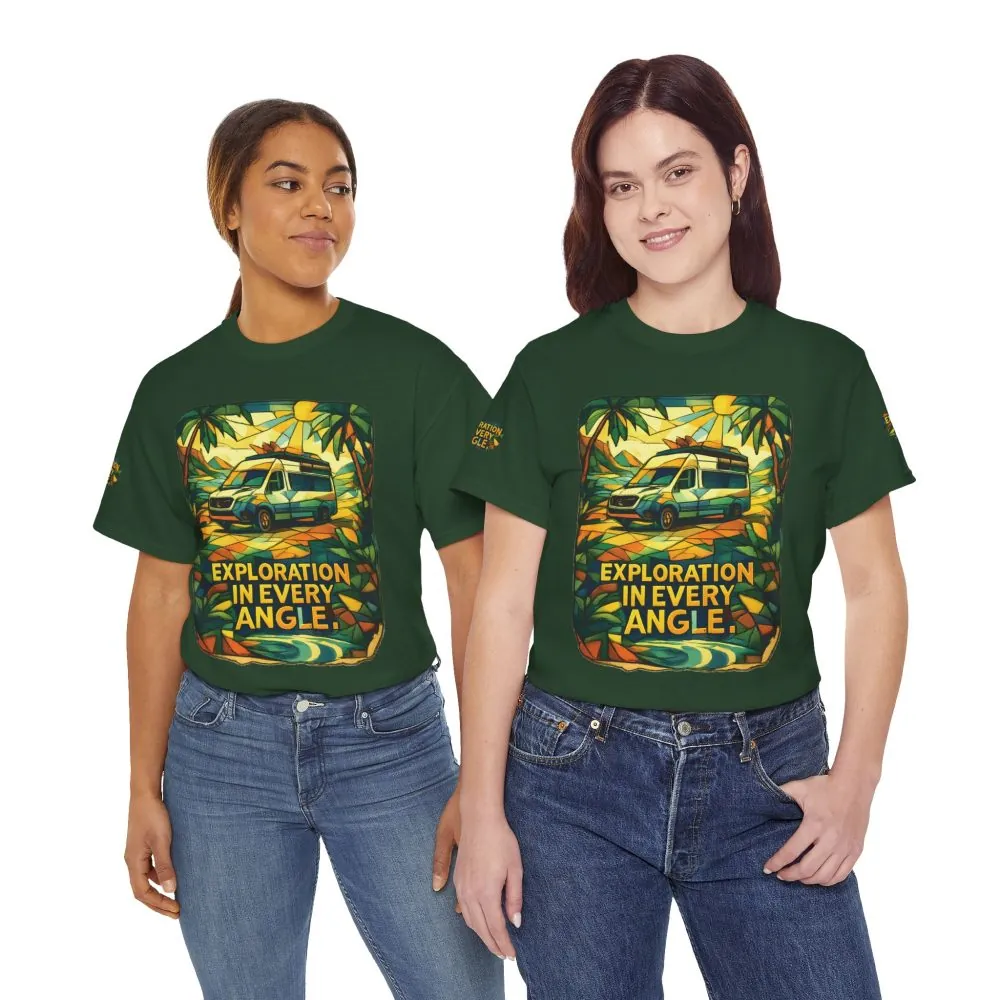 Unisex Heavy Cotton Tee — "Exploration In Every Angle" Design Cubic-Line