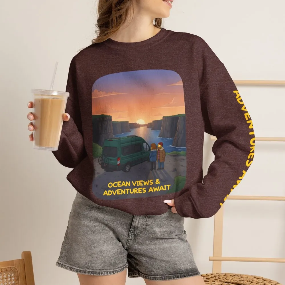 12105205781278841692_2048.jpeg Unisex Heavy Blend™ Crewneck Sweatshirt — "Ocean Views-Adventures Awaits" Design Sitcom-Line