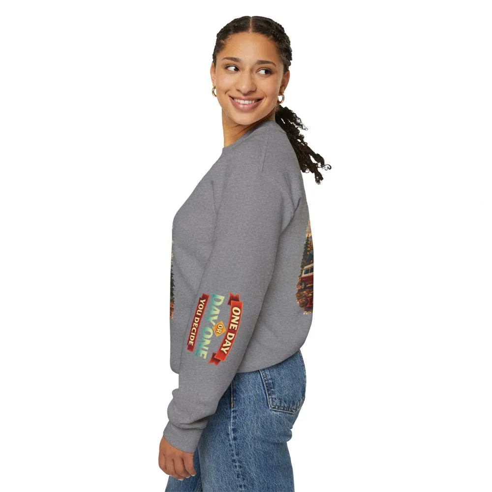 Unisex Heavy Blend™ Crewneck Sweatshirt — "One Day Or Day One" Design Scenic-Line