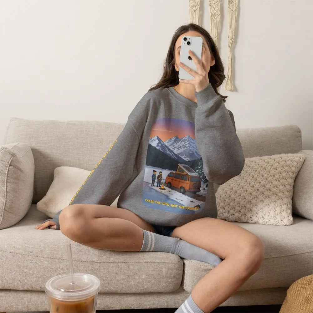 Unisex Heavy Blend™ Crewneck Sweatshirt — "Chase The Views-Not The Crowds"" Design Sitcom-Line