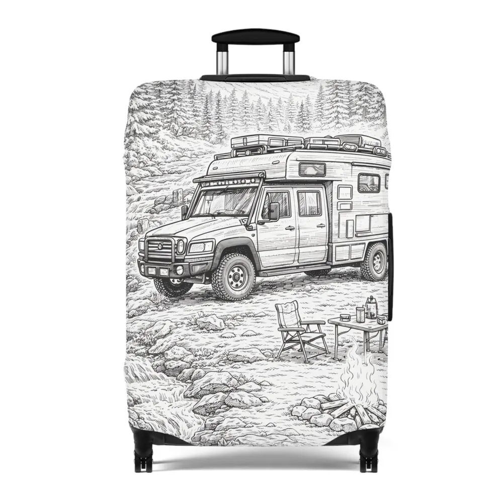 12128303252889848978_2048.jpeg Luggage Cover — Adventure Camper Sketch Travel Suitcase