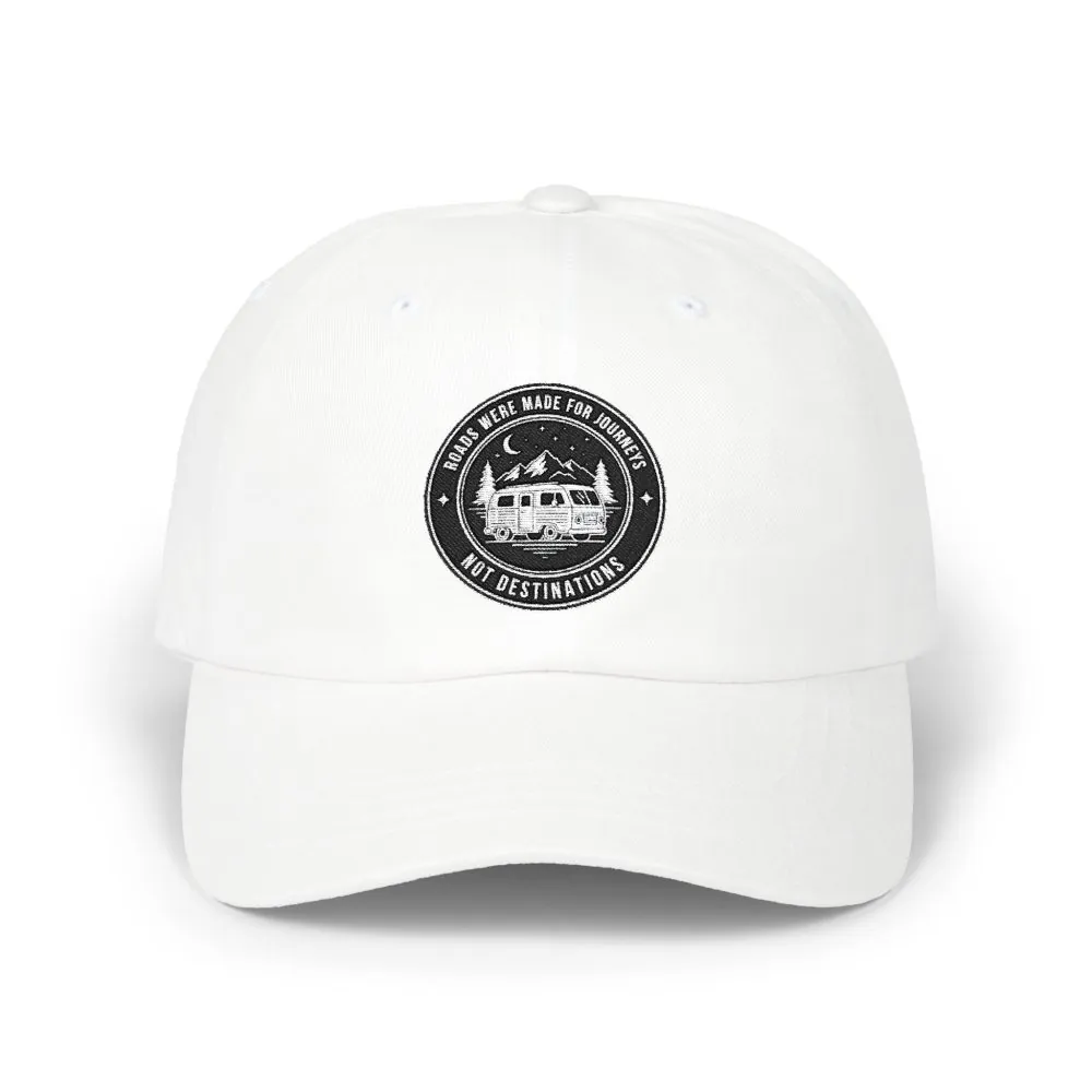 Dad Cap - "ROAD WHERE MADE FOR JOURNEYS-NOT DESTINATIONS" Vintage National Park Stamp Hat