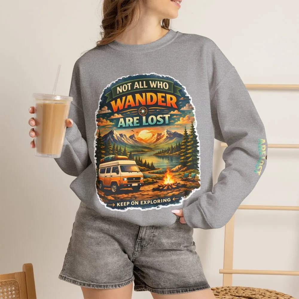 1213997175610182488_2048.jpeg Unisex Heavy Blend™ Crewneck Sweatshirt — "Not All Who Wander Are Lost" Design Scenic-Line