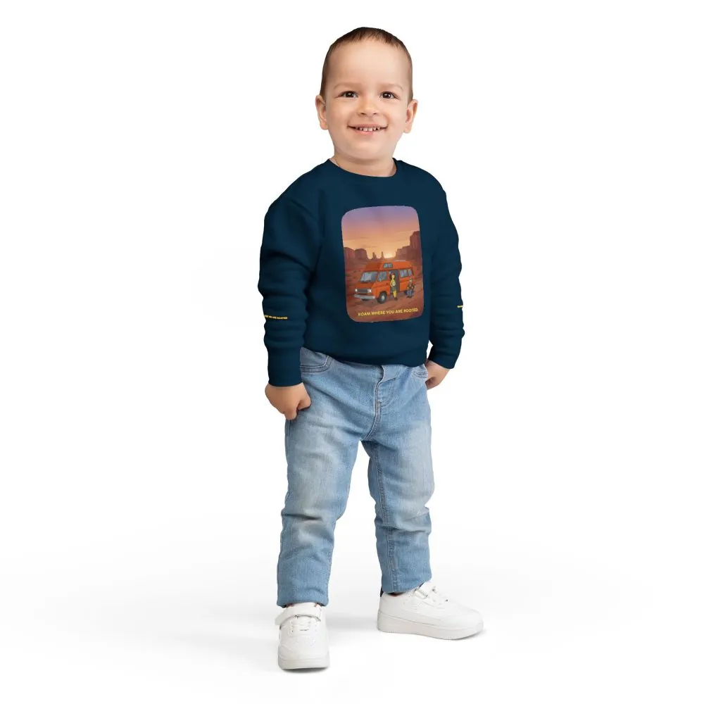 1214280423954393129_2048.jpeg Toddler Sweatshirt - "Roam Where You Are Rooted" (Design Sitcom-Line)