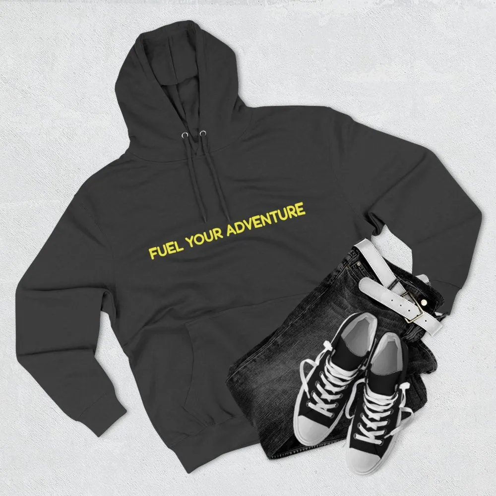 Three-Panel Fleece Hoodie - "Fuel Your Adventure" Design Sitcom-Line